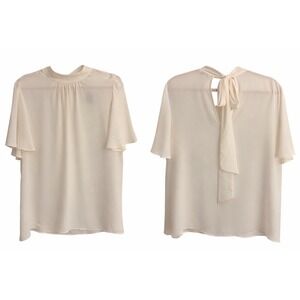 Express NWT Tie-Back Flutter Sleeve Blouse – Size Large – Ivory Cream MSRP $65